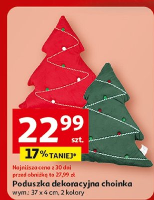 Poduszka dekoracyjna choinka wym. 37 x 4 cm, 2 kolory Auchan promocja w Auchan