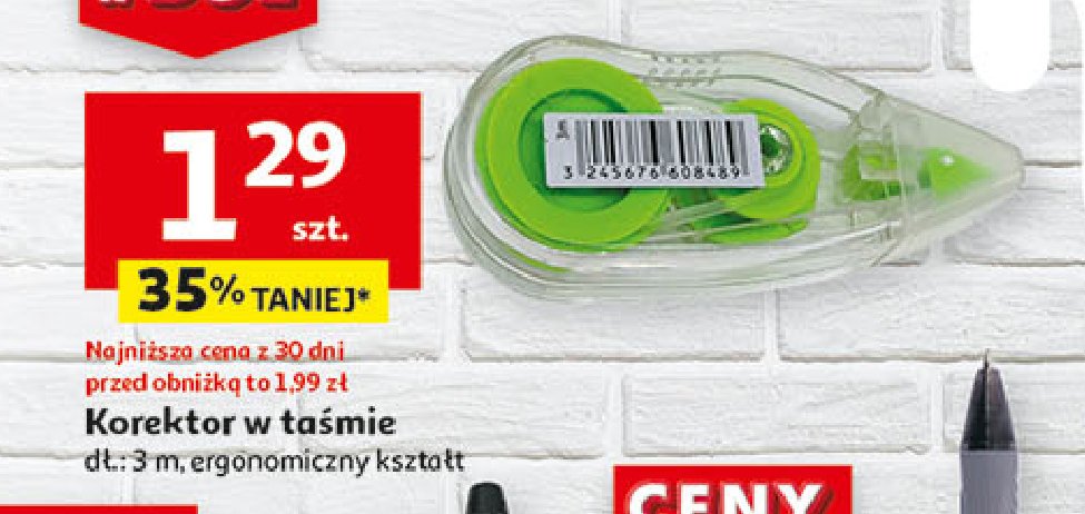 Korektor w taśmie 3 m Auchan na co dzień (logo zielone) promocja