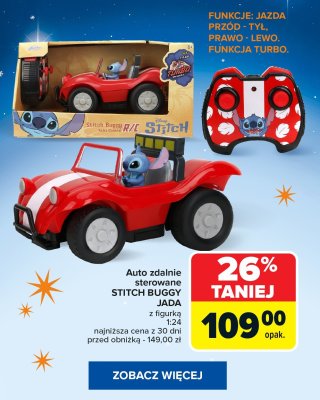 Auto zdalnie sterowane STITCH BUGGY JADA z figurką 1:24 promocja w Carrefour
