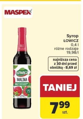 Syrop ŁOWICZ Malina promocja w Carrefour