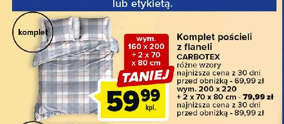 Komplet po艣cieli z flaneli 160 x 200 cm + 2 x 70 x 80 cm CARBOTEX promocja