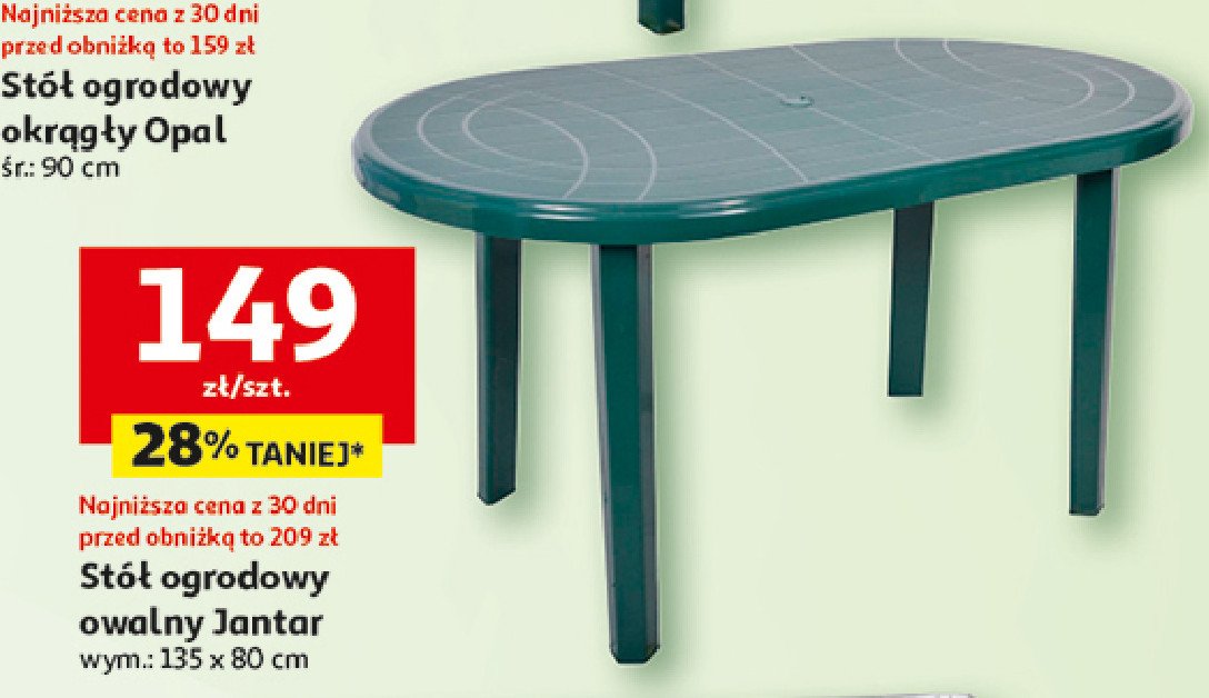 Stół jantar zielony 135 x 80 cm Ołer promocja w Auchan