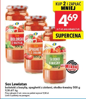 Sos Lewiatan spaghetti z ziołami 500g promocja w LEWIATAN