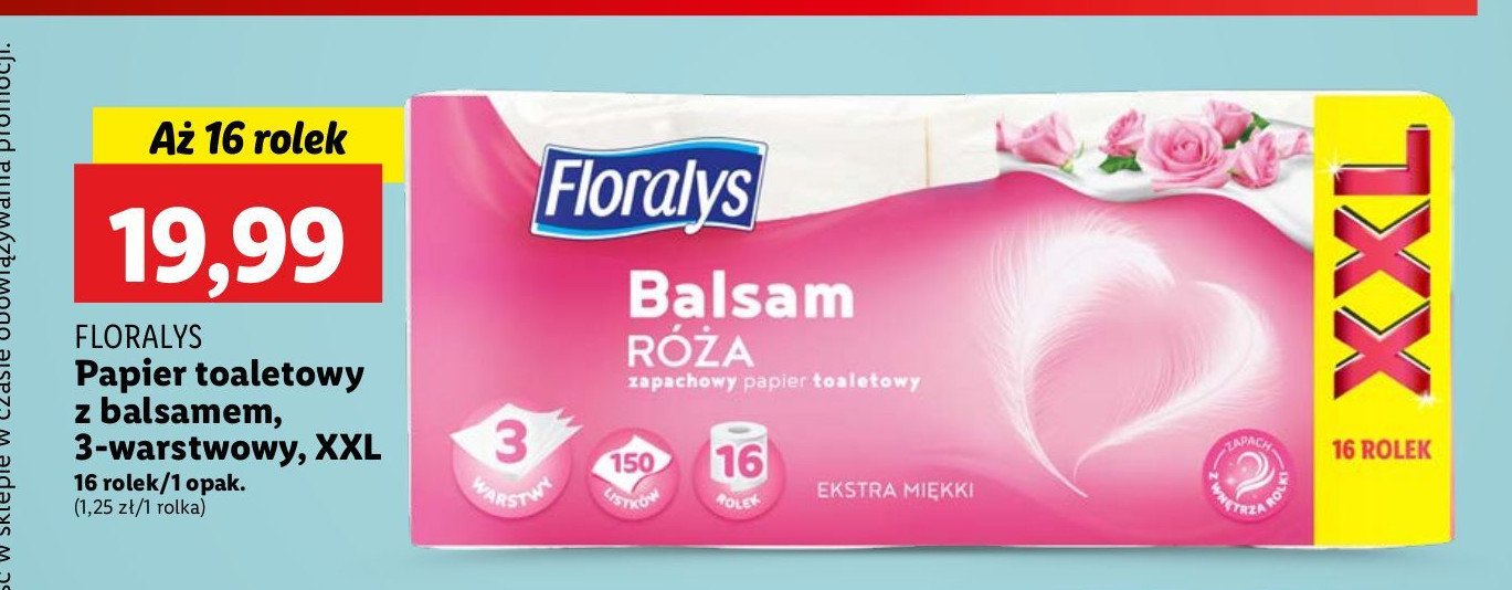 Papier toaletowy balsam róża Floralys promocja w Lidl