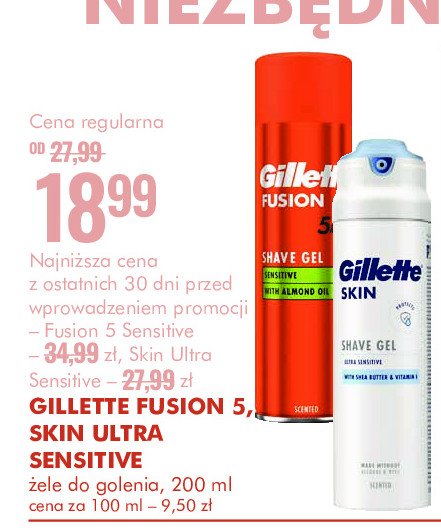 Żel do golenia ultra sensitive Gillette skin promocja w Super-Pharm