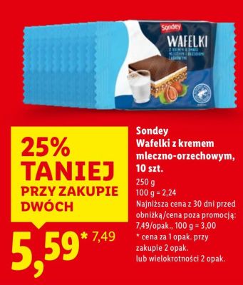 Wafelki z kremem mleczno-orzechowym, 10 szt. promocja w Lidl
