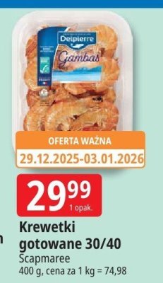 Krewetki gotowane Delpierre Scamparee 30/40 promocja w Leclerc