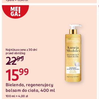 Balsam do ciała z ekstraktem śluzu ślimaka regenerujący Bielenda kuracja młodości promocja w Rossmann