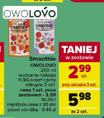 Smoothie jabłko-marchew-truskawka Owolovo promocja w Carrefour Market