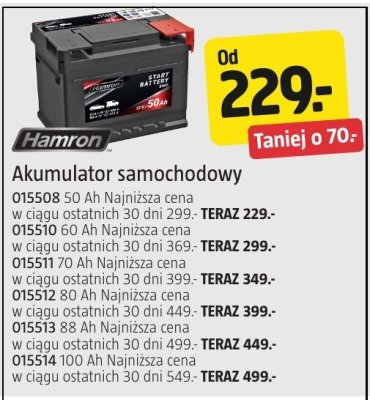 Akumulator samochodowy Hamron 50 Ah promocja w Jula