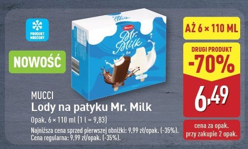 Lód śmietankowy + cocoa Mucci mr. milk promocja w Aldi