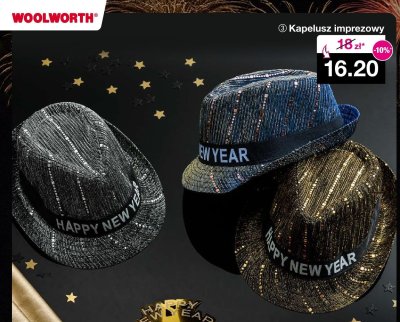 Kapelusz imprezowy Happy New Year promocja w Woolworth