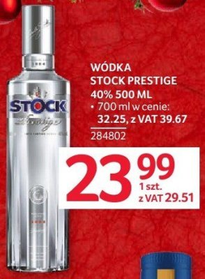 Wódka Stock Prestige 40% 500 ML 700 ml w cenie: 27,25 z VAT 39,67 promocja w Selgros