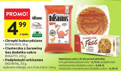 Ciasteczka z żurawiną bez dodatku cukru BOGUTTI promocja w Intermarche