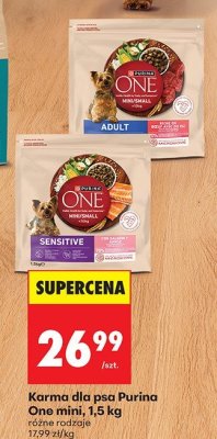 Karma dla psa Purina One mini, 1,5 kg promocja w Biedronka