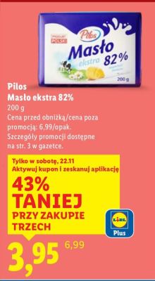 Masło ekstra Pilos 82% promocja w Lidl