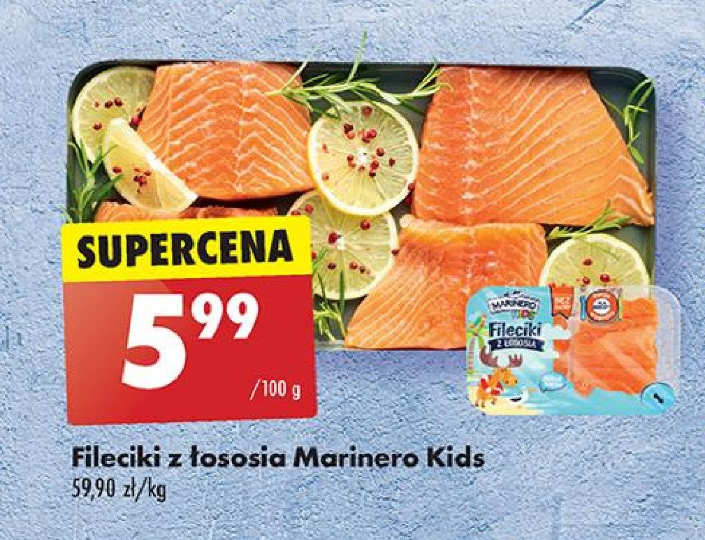 Fileciki z łososia Marinero kids promocja w Biedronka