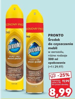 Środek do czyszczenia mebli PRONTO w aerozolu różne rodzaje 300 ml promocja w Kaufland