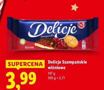 Ciastka Delicje Szampańskie wiśniowe promocja w Lidl