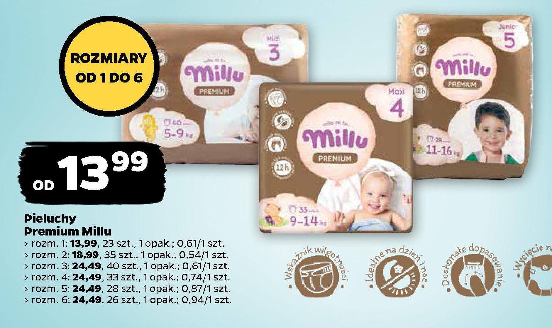Pieluchy dla dzieci 3 Millu premium promocja