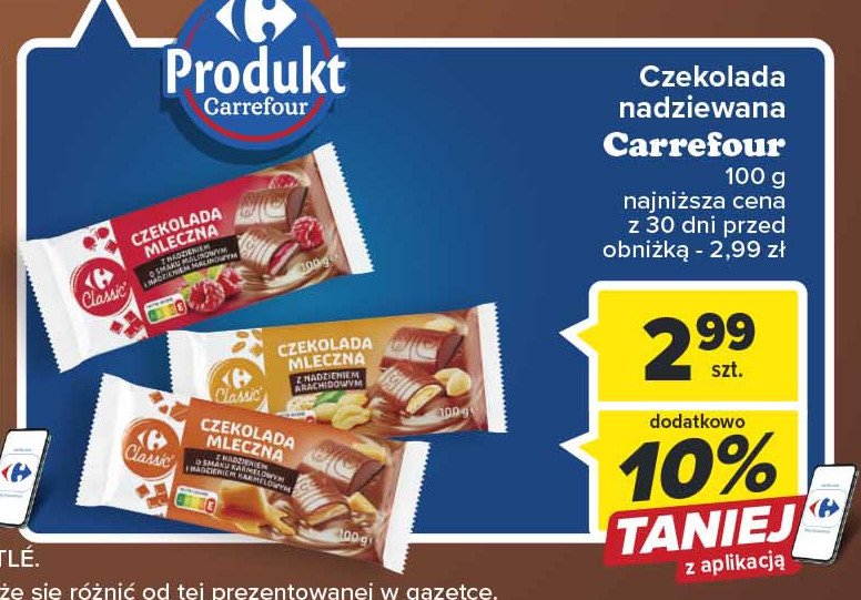 Czekolada mleczna z nadzieniem karmelowym Carrefour classic promocja