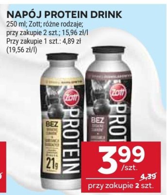 Napój protein drink Zott różne rodzaje promocja w Stokrotka
