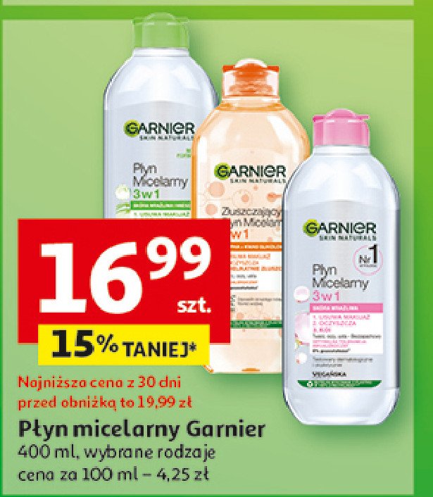 Płyn micelarny do skóry normalnej i mieszanej Garnier promocja w Auchan