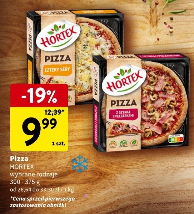 Pizza z szynką i pieczarkami Hortex promocja w Intermarche