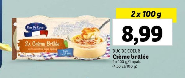 Deser mleczny ze śmietaną creme brulee Duc de coeur promocja