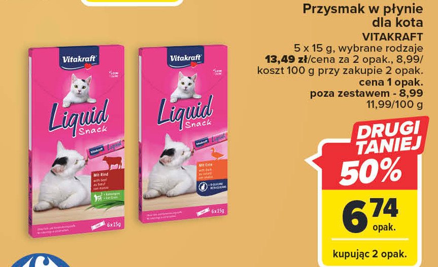 Przysmak dla kota kaczka VITAKRAFT LIQUID SNACK promocja