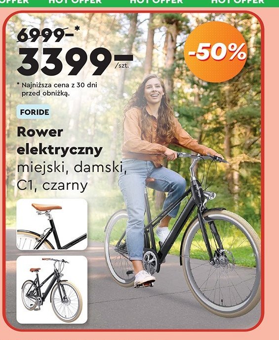 Rower elektryczny miejski c1 Foride promocja w Biedronka