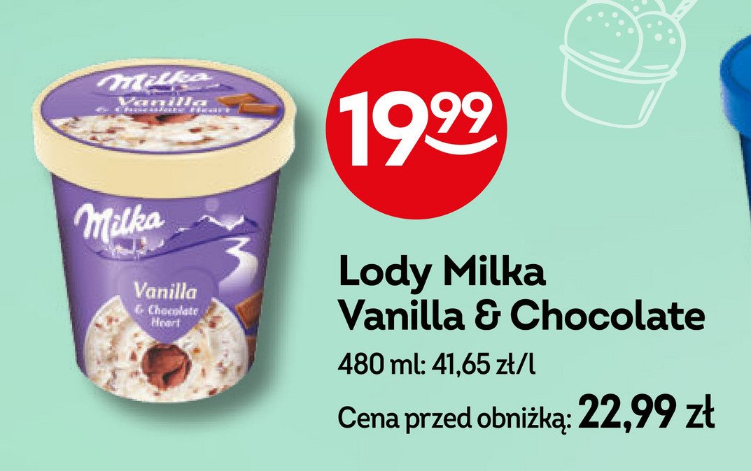 Lody vanilla & chocolate heart Milka promocja w Żabka