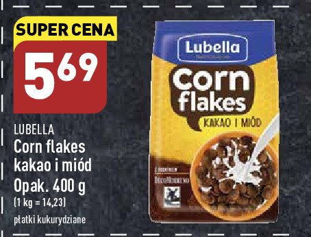 Płatki kukurydziane kakao i miód Lubella corn flakes promocje