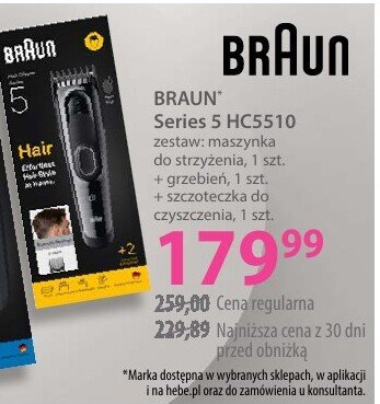 Maszynka BRAUN Series 5 HC5510 zestaw: maszynka do włosów i zarostu, 1 szt. + szczoteczka do czyszczenia, 1 szt. promocja w Hebe