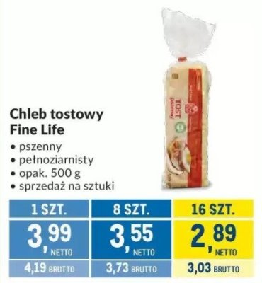 Chleb tostowy Fine Life promocja w Makro