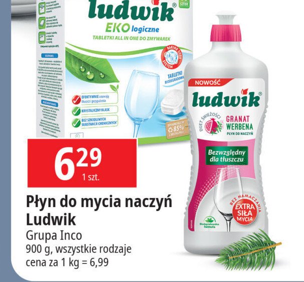 Płyn do mycia naczyń premium granat werbena Ludwik promocja w Leclerc