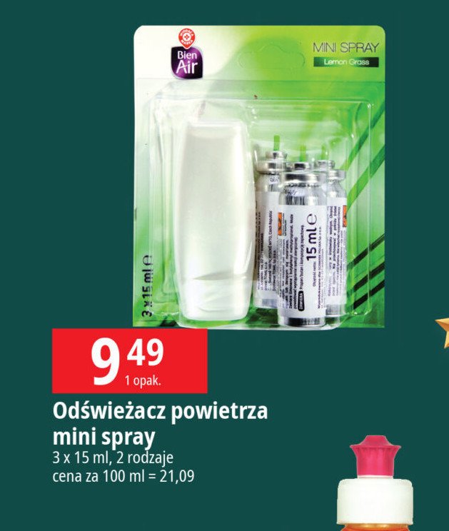 Odświeżacz powietrza mini spray trawa cytrynowa Wiodąca marka bien air promocja