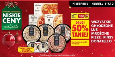 Wszystkie chłodzone lub mrożone pizze i pinsy Donatello - drugi produkt 50%  promocja w Biedronka
