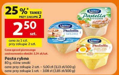 Pasta rybna różne smaki Lisner promocja w Auchan