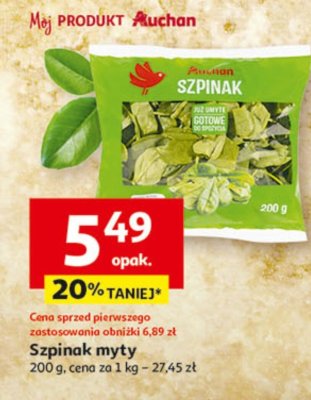 Szpinak myty bio Ryneczek lidla promocja w Auchan
