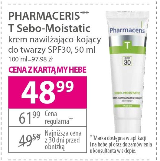 Krem do twarzy na dzień nawilżająco-kojący spf 30 Pharmaceris t promocja