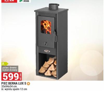 PIEC BERNA LUX S 33x94x34 cm śr. wylotu spalin 12 cm promocja w Merkury Market