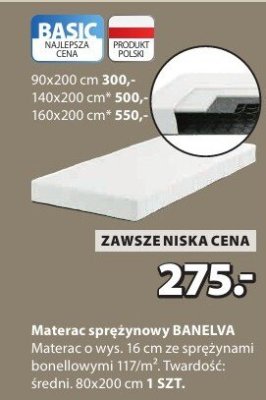 Materac sprężynowy BANELVA promocja w Jysk