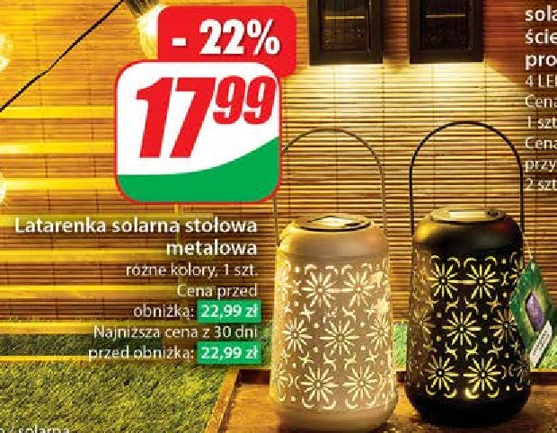 Latarenka solarna stołowa metalowa promocja w Dino