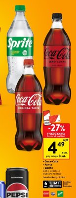 Napój Coca-Cola, Fanta, Sprite 0,85 l, 5,28 zł / 1 l wybrane rodzaje promocja w Intermarche