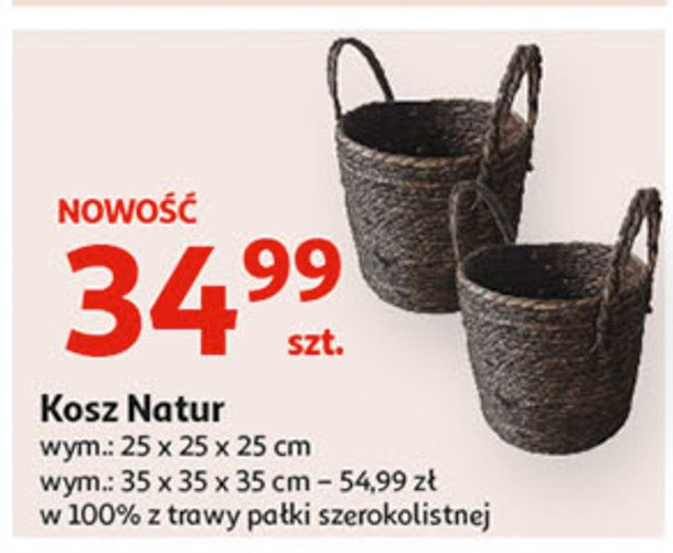 Kosz do przechowywania naturalny 25 x 25 cm promocja w Aldi