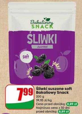 Śliwki suszone soft Bakaliowy Snack promocja w Dino