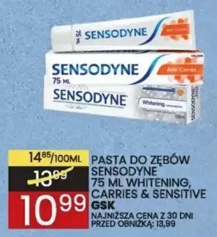 Pasta do zębów Sensodyne Whitening, Caries & Sensitive 75g promocja w Wafelek