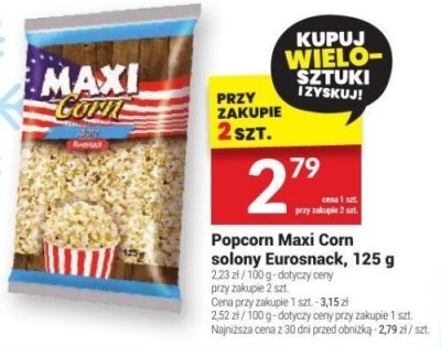 Popcorn Maxi Corn solony Eurosnack promocja w Twój Market