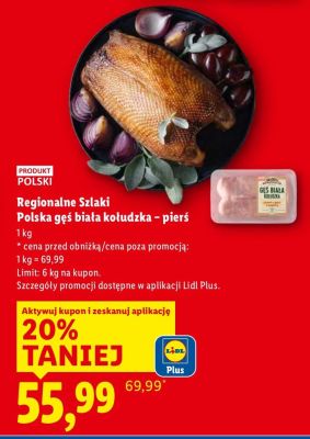 Gęś biała kołudzka pierś  promocja w Lidl